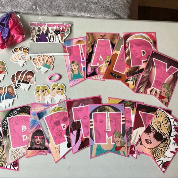 Taylor Swift Party Supplies Birthday Banner Cake Topper Cupcake Balloons Swiftie - Picture 4 of 8